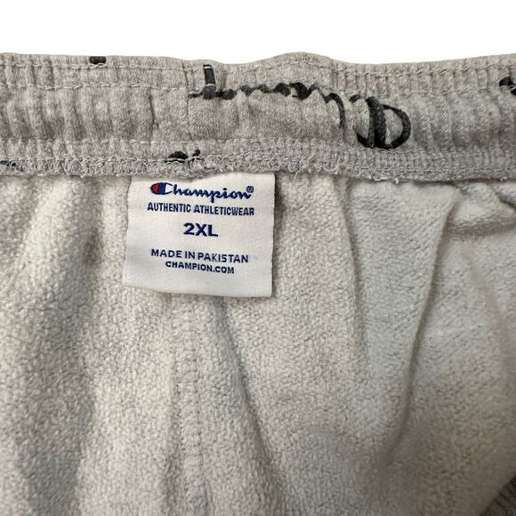 Champion ~ Mens Grey Loungewear shorts ~ all over logo print ~ size XXL - Picture 9 of 9